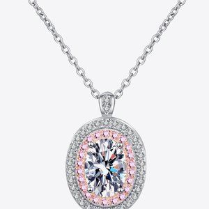 925 Sterling Silver Rhodium-Plated 1 Carat Moissanite Pendant Necklace For Women